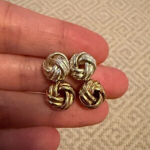 Set of Silver and Gold Knot Earrings